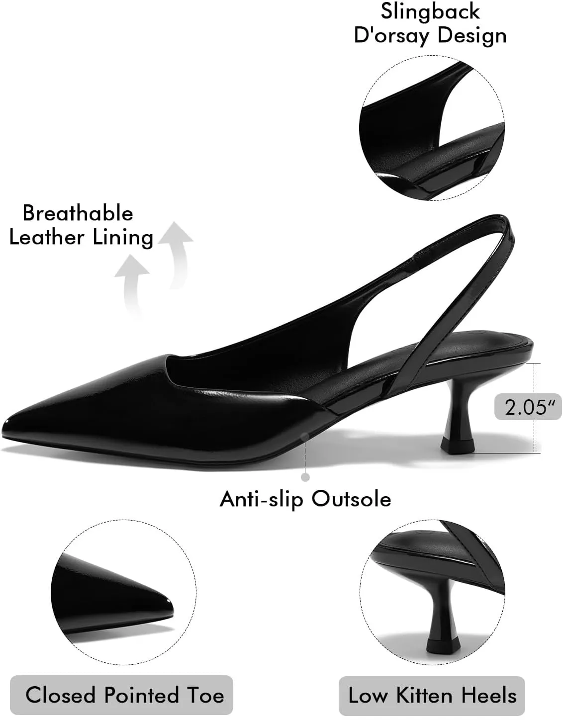 Coutgo Womens Slingback Stiletto High Heels Closed Pointed Toe Pumps D??Orsay Sexy Office Dress Shoes