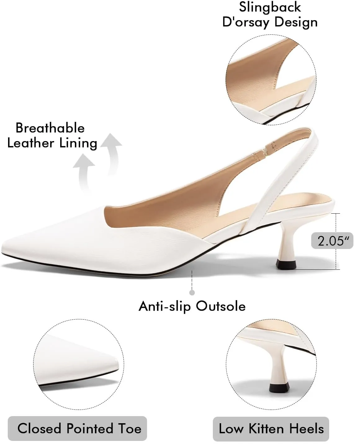 Coutgo Womens Slingback Stiletto High Heels Closed Pointed Toe Pumps D??Orsay Sexy Office Dress Shoes