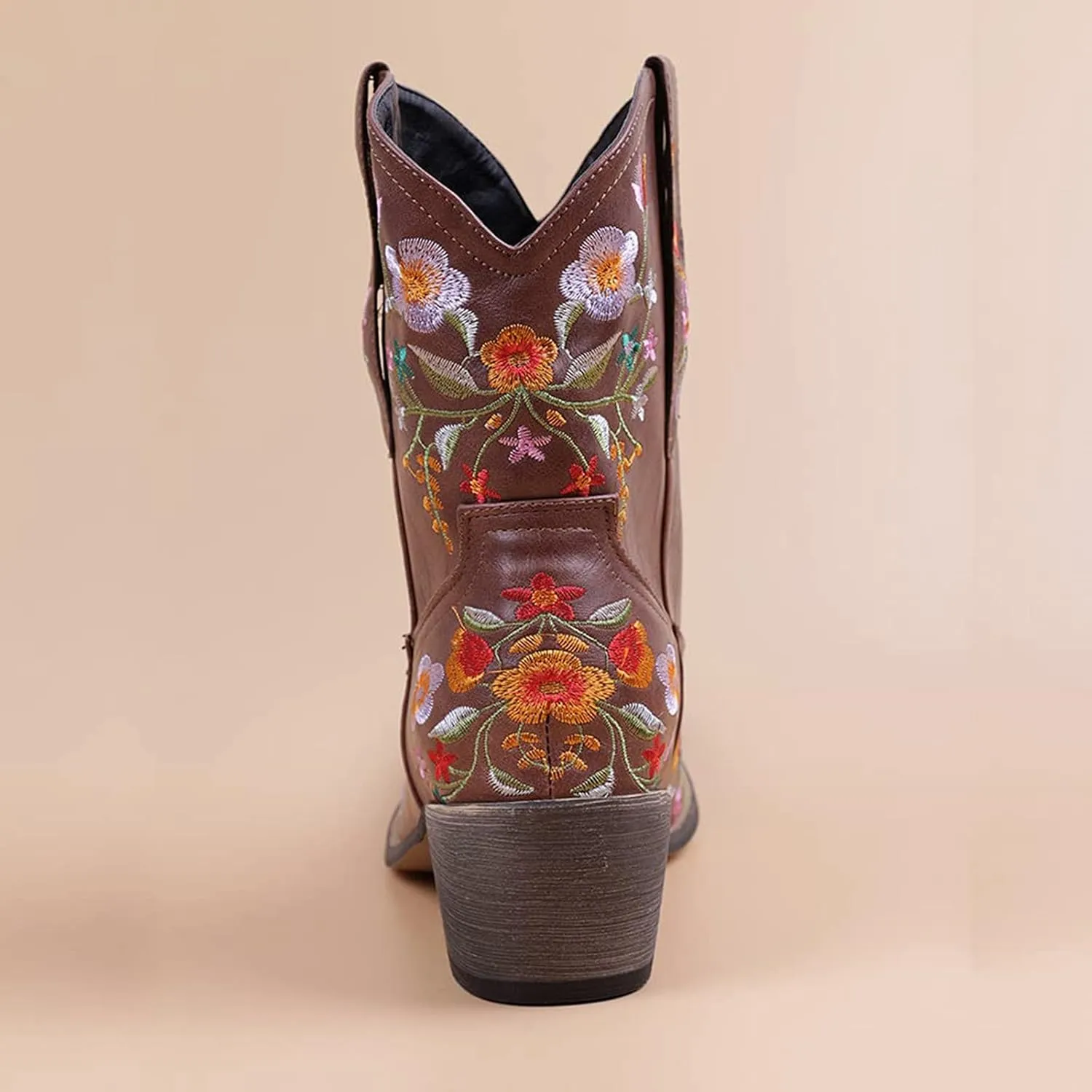 Cowboy Boots for Women Cowgirl Boots Wide Calf Chunky Heel Low Heel Pointed Toe Fashion Embroidered Pull on Boots