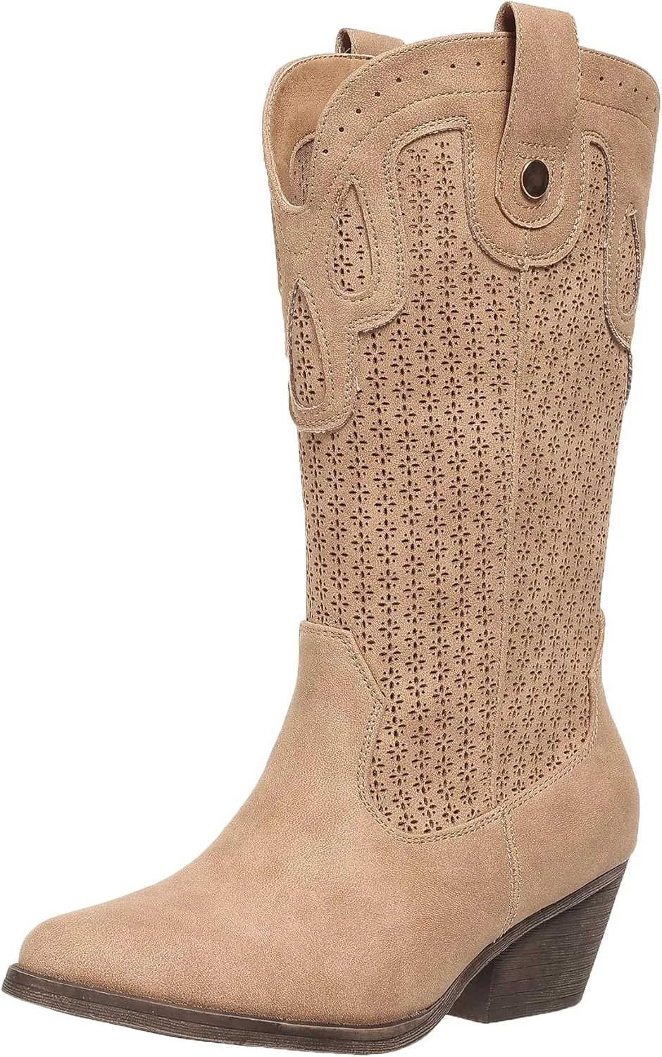 Cowboy Boots for Women Cowgirl Western Boots Pointed Toe Low Heel Girls Ladies Chunky Heeled Wide Calf Boot for Casual Dressy