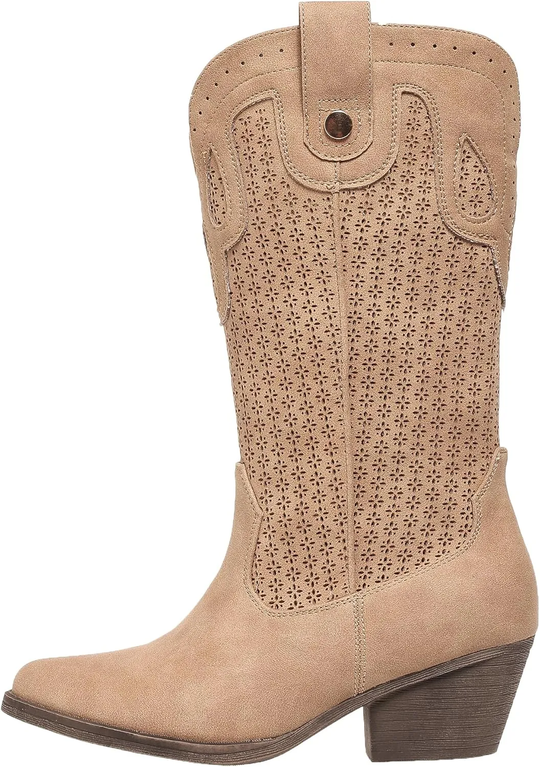 Cowboy Boots for Women Cowgirl Western Boots Pointed Toe Low Heel Girls Ladies Chunky Heeled Wide Calf Boot for Casual Dressy
