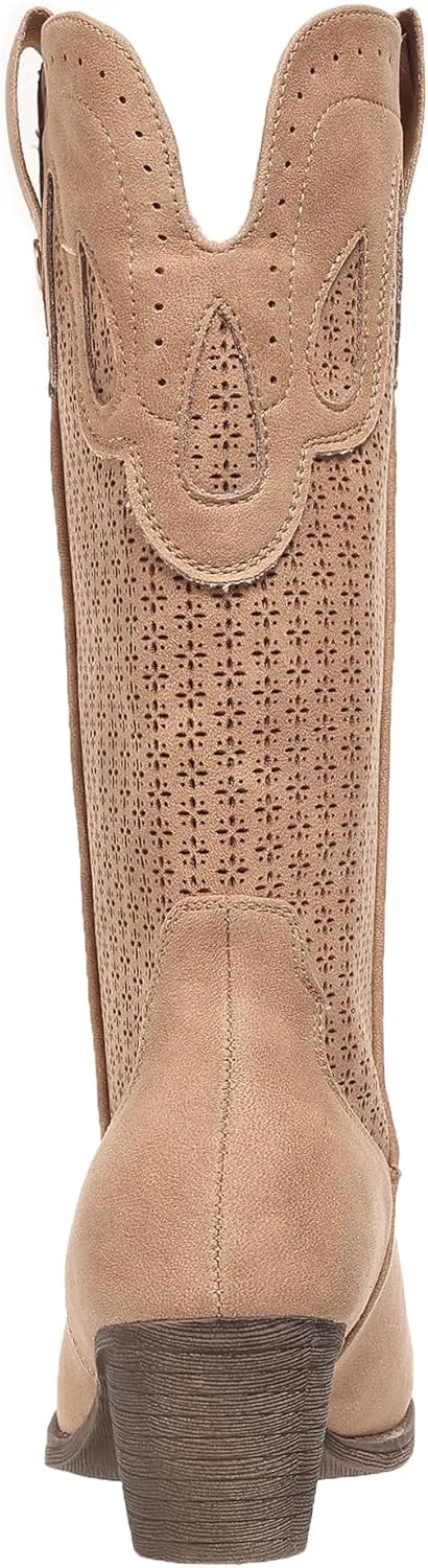 Cowboy Boots for Women Cowgirl Western Boots Pointed Toe Low Heel Girls Ladies Chunky Heeled Wide Calf Boot for Casual Dressy