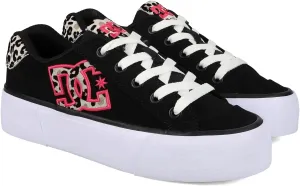 DC Shoes Women's Chelsea Platform Sneaker, Black/Pink/Leopard, 8