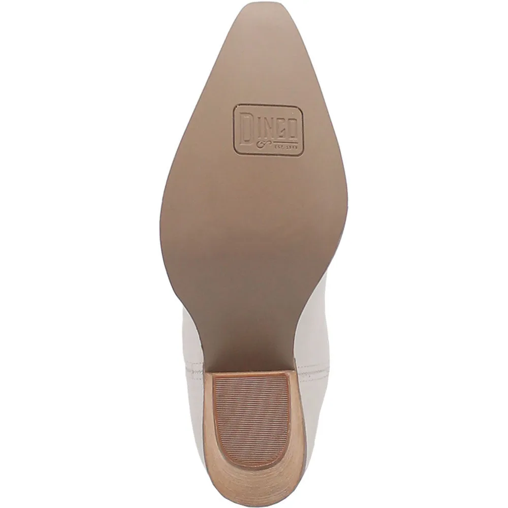 Dingo Raisin Kane White Embossed Zipper and Snip Toe Leather Boots
