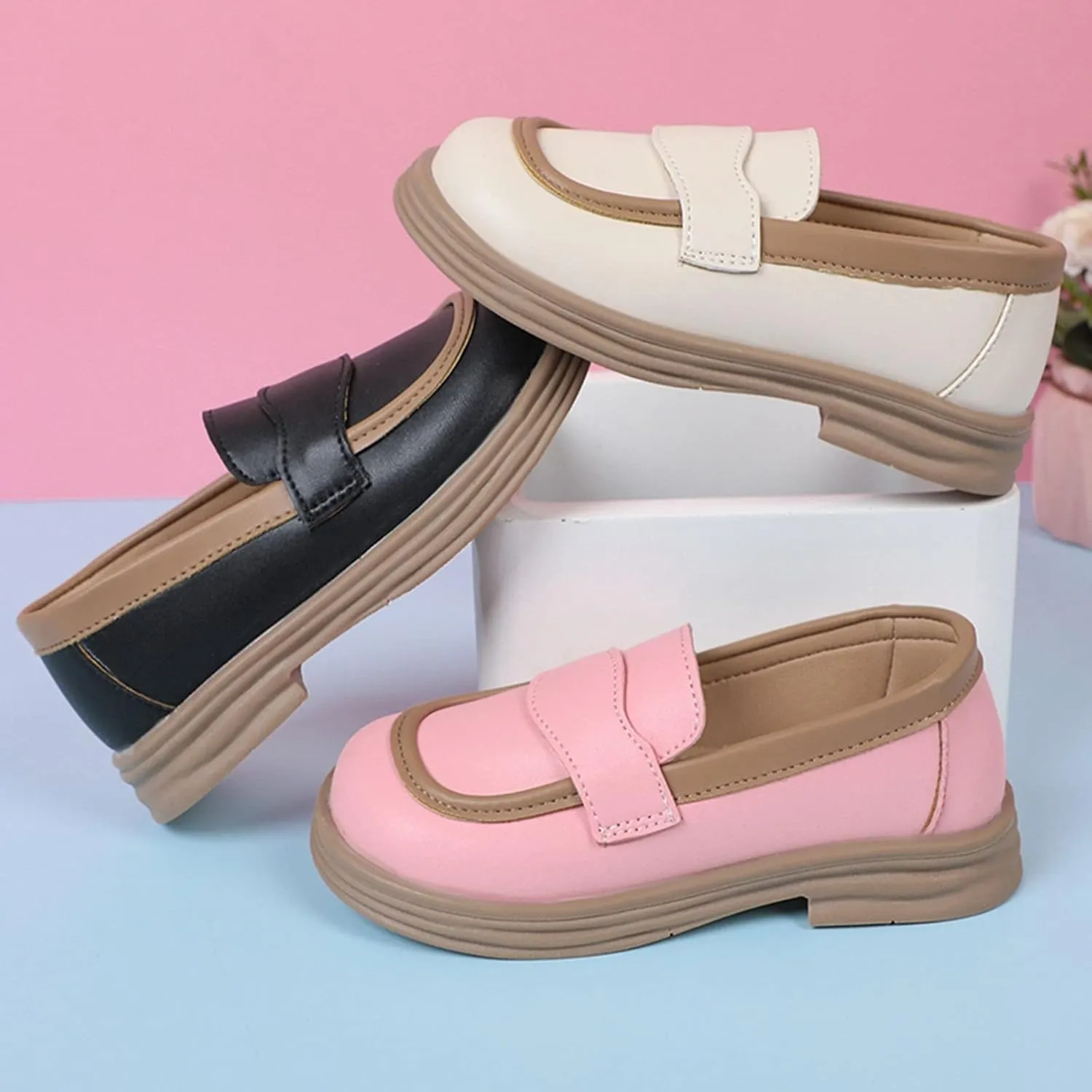 Dress Shoes for Girl Chunky Loafers Girls Platform Loafers School Uniform Slip On Shoes Toddler Girls Shoes