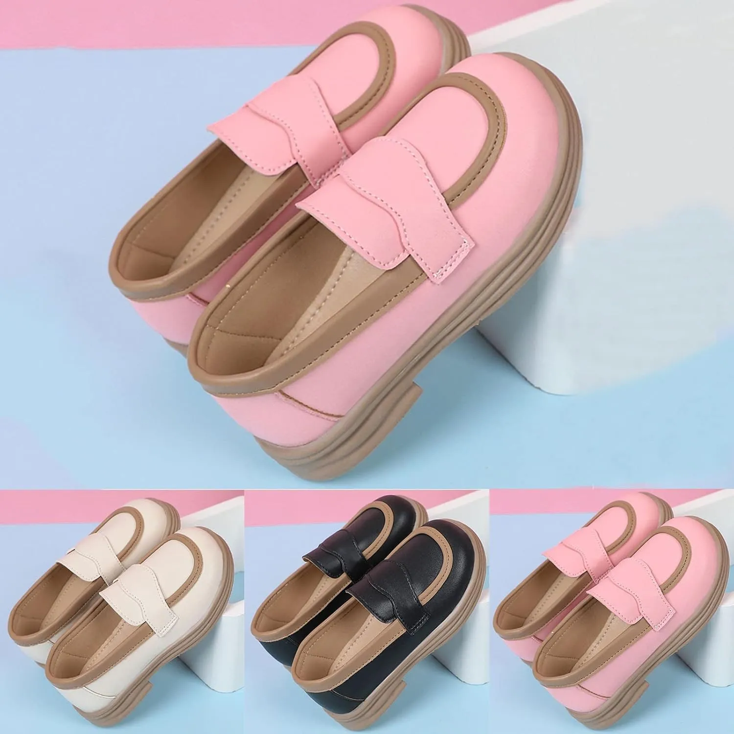 Dress Shoes for Girl Chunky Loafers Girls Platform Loafers School Uniform Slip On Shoes Toddler Girls Shoes