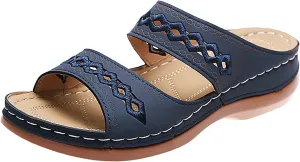 Eduavar Orthopedic Sandals for Women, Sandals for Women Casual Summer Beach Sandals Comfy Open Toe Slip-on Sandals Slippers