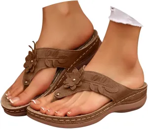 Eduavar Sandals for Women 2025 Casual Comfortable Arch Support Orthopedic Slippers Summer Vintage Slip On Thong Flip Flops
