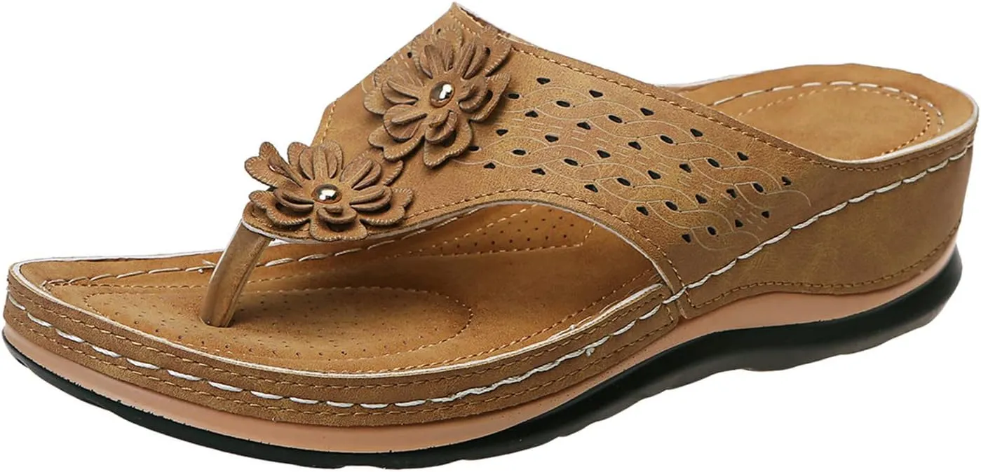 Eduavar Sandals for Women Dressy Summer, Orthopedic Sandals for Women Comfortable Open Toe Flip Flops Casual Beach Sandals