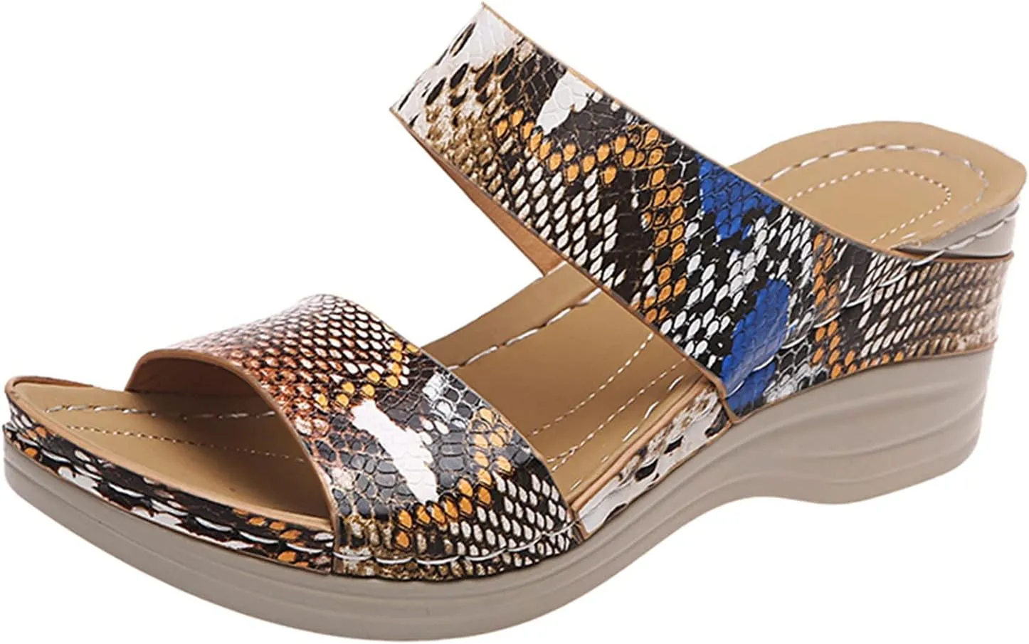 Eduavar Sandals Women Comfortable, Womens Sandals Dressy Summer Leopard Print Wedge Sandals Heel Platform Sandals Shoes