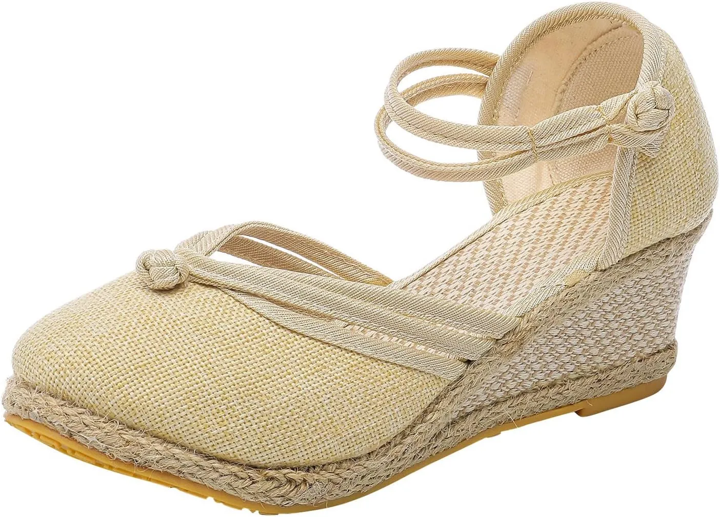 Eduavar Sandals Women Slip-On Comfort No-Slip Sole Closed Toe Wedge Shoes Comfort Cork Footbed Arch Support Platform Sandals