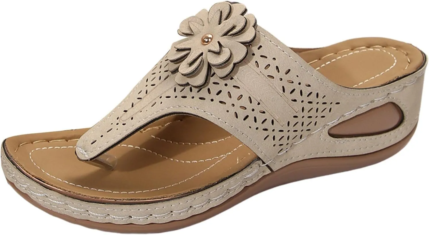 Eduavar Sandals Women Soft Cushion Footbed Arch Support Flip Flop Comfortable Casual Summer Beach Lightweight Thong Sandals