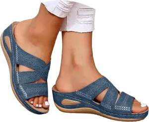 Eduavar Summer Sandals for Women, Orthopedic Sandals for Women Retro Sandals Open Toe Anti-Slip Comfy Walking Sandals