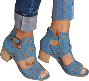 Eduavar Wedge Sandals for Women, Women Sandals Fashion 2023 Closed Toe Heel Sandals Lace Breathable Sandals Shoes