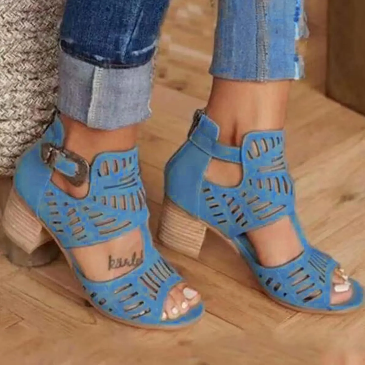 Eduavar Wedge Sandals for Women, Women Sandals Fashion 2023 Closed Toe Heel Sandals Lace Breathable Sandals Shoes