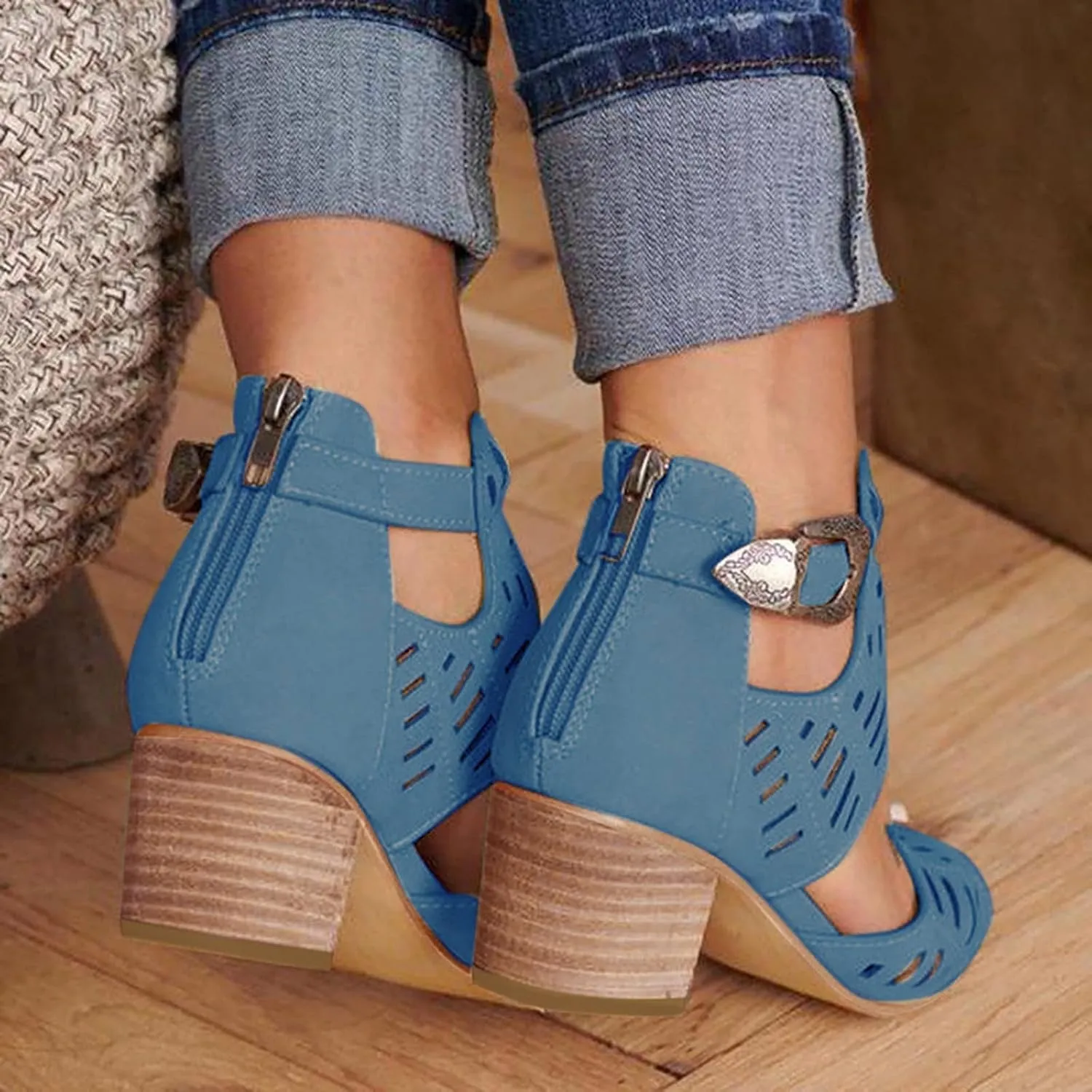 Eduavar Wedge Sandals for Women, Women Sandals Fashion 2023 Closed Toe Heel Sandals Lace Breathable Sandals Shoes