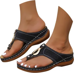 Eduavar Womens Sandals Orthotic Dressy Vintage Flip Flops Lightweight Summer Slip On Thong with Arch Support Walking Slippers