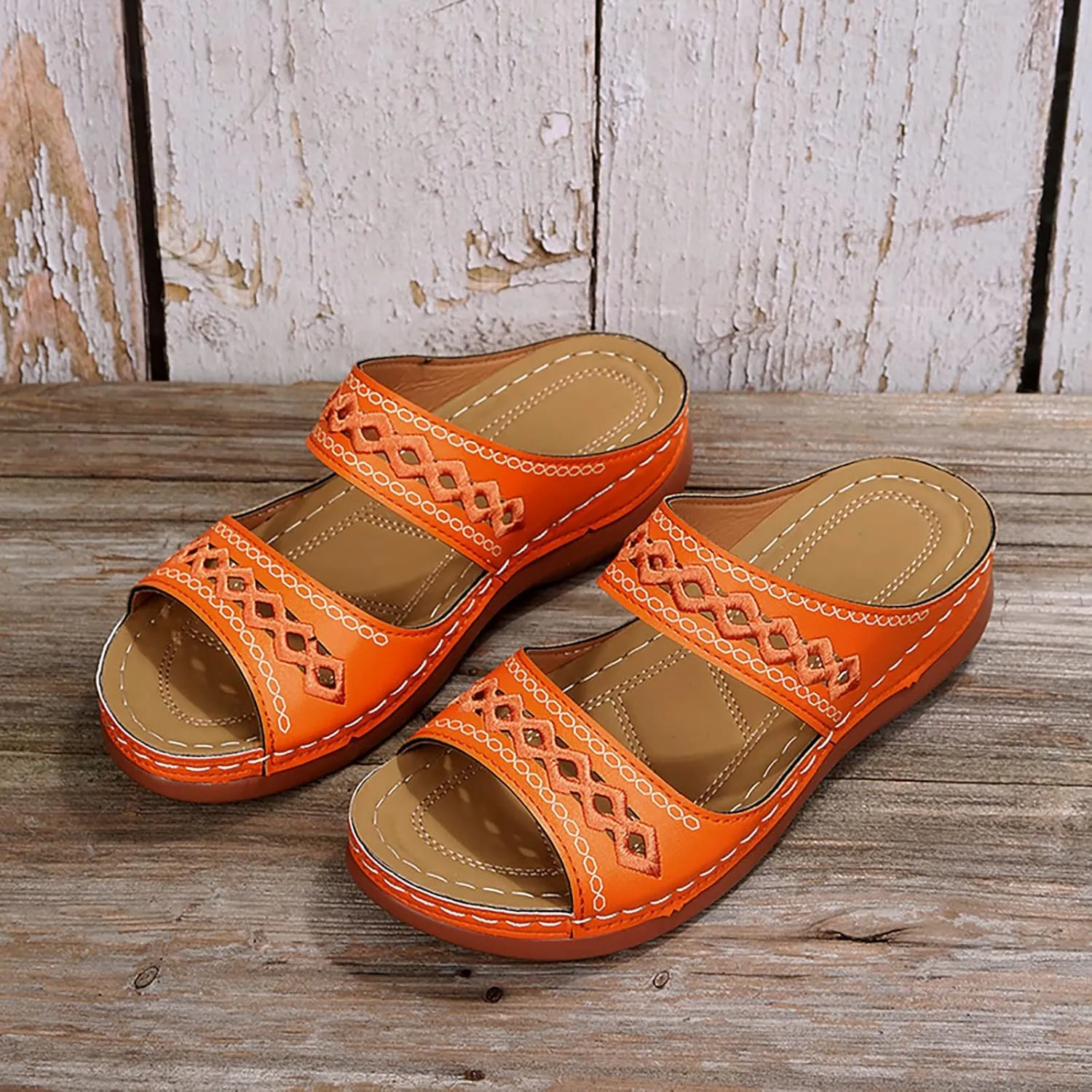 Eduavar Womens Sandals Summer Fashion Orthotic Soft Slip On Comfortable Athletic Yoga Mat Cushion Sandals Dressy Beach Shoes
