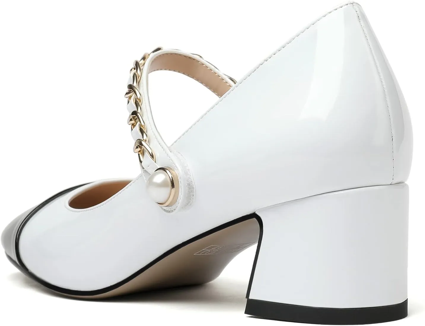 Eldof Women's Block Heeled Mary Janes Heels Square Cap Toe Low Chunky Heeled Pumps Office Wedding Dress Shoes 2 Inches