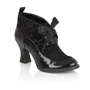 Emma Black Velvet Flexible Comfortable Mid Heel Boot by Ruby Shoo