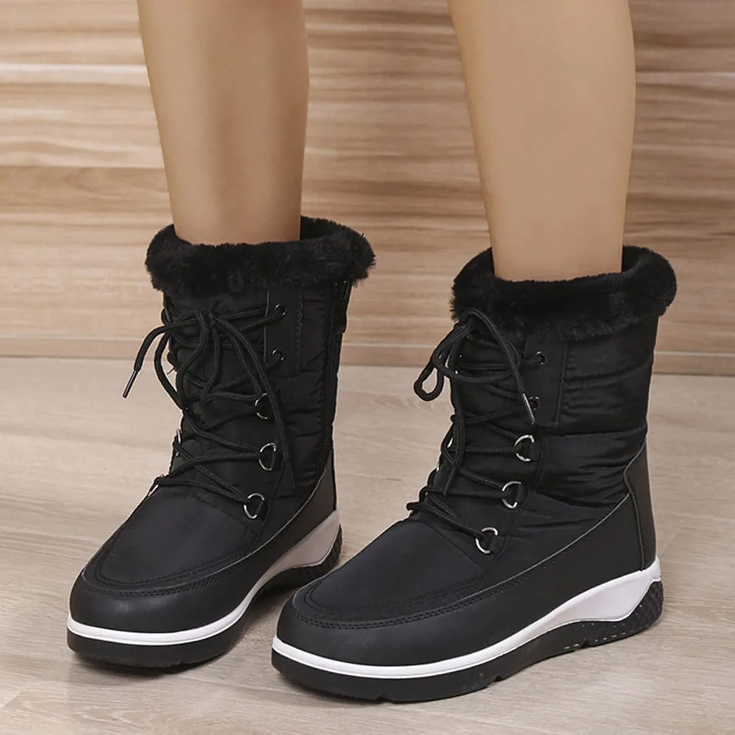 Extra Wide Width Snow Boots for Women Womens Lightweight Hiking Snow Boots Womens Boots for Winter Winter Womens Boots Ankle Botas Para Mujer De Trabajo Waterproof Al Tobillo