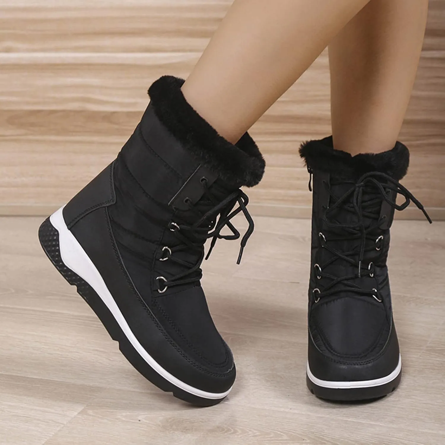 Extra Wide Width Snow Boots for Women Womens Lightweight Hiking Snow Boots Womens Boots for Winter Winter Womens Boots Ankle Botas Para Mujer De Trabajo Waterproof Al Tobillo