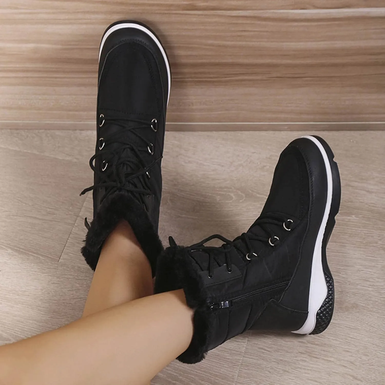 Extra Wide Width Snow Boots for Women Womens Lightweight Hiking Snow Boots Womens Boots for Winter Winter Womens Boots Ankle Botas Para Mujer De Trabajo Waterproof Al Tobillo