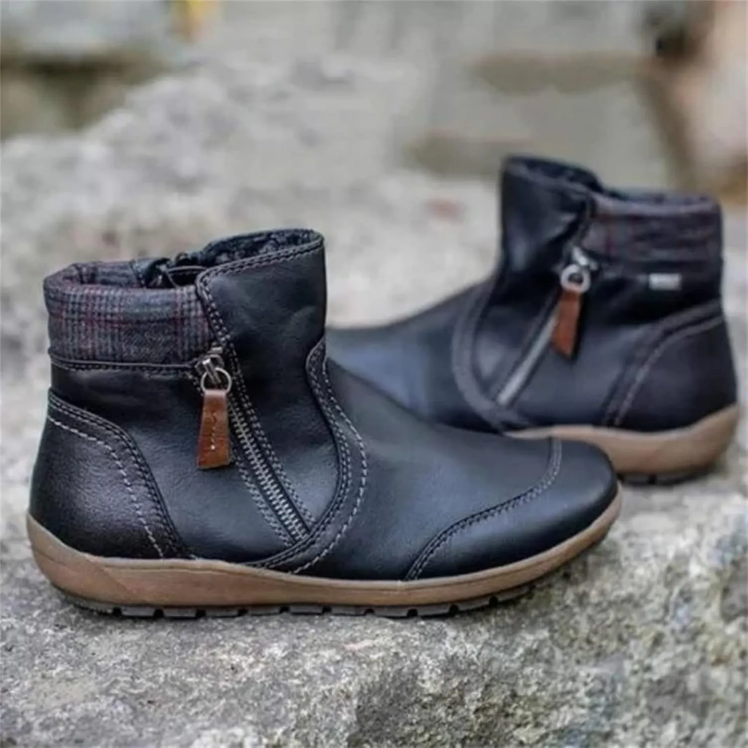 Fall Boots For Women 2024 Trendy Fashion Ankle Boots Side Zipper Western Shoes Casual Fashion Retro Short Booties