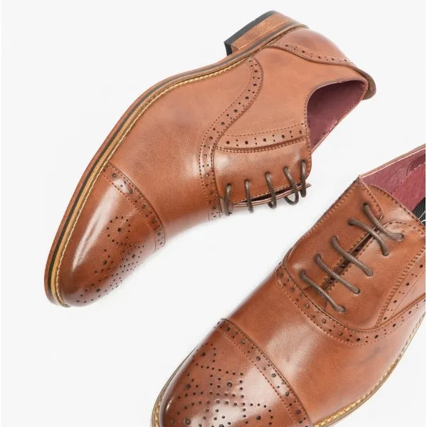 FRANCIS Mens Oxford Lace Up Shoes Brown