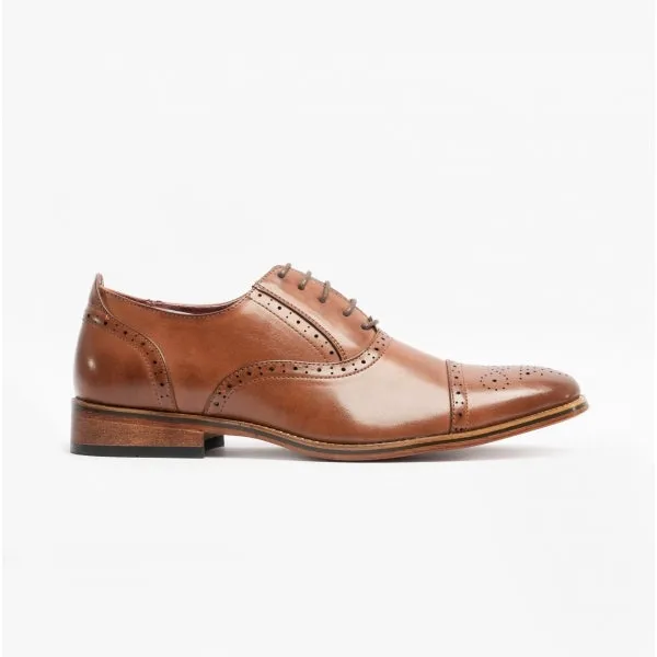 FRANCIS Mens Oxford Lace Up Shoes Brown