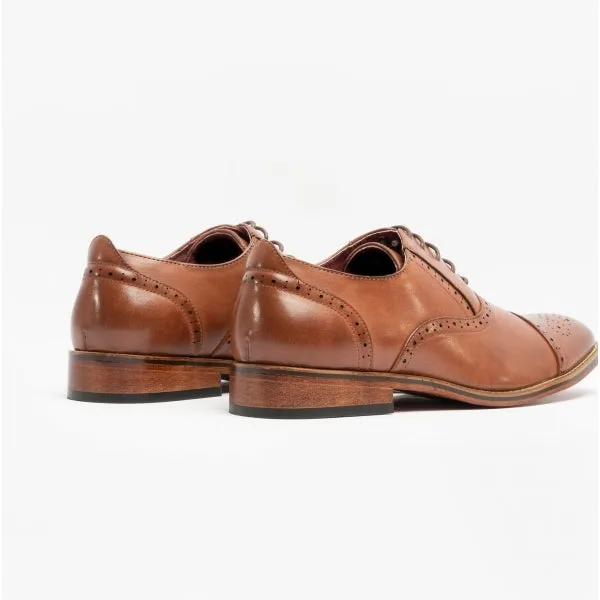 FRANCIS Mens Oxford Lace Up Shoes Brown