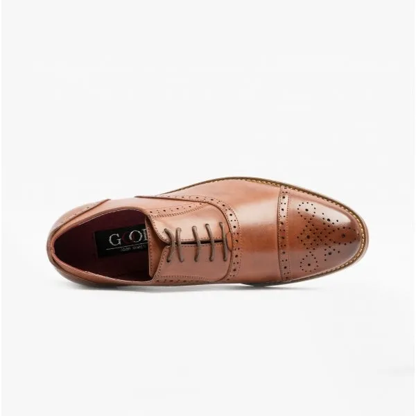 FRANCIS Mens Oxford Lace Up Shoes Brown