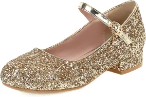 Gicoiz Round Toe Mary Jane Womens Girls Block Mid Heels Court Shoes