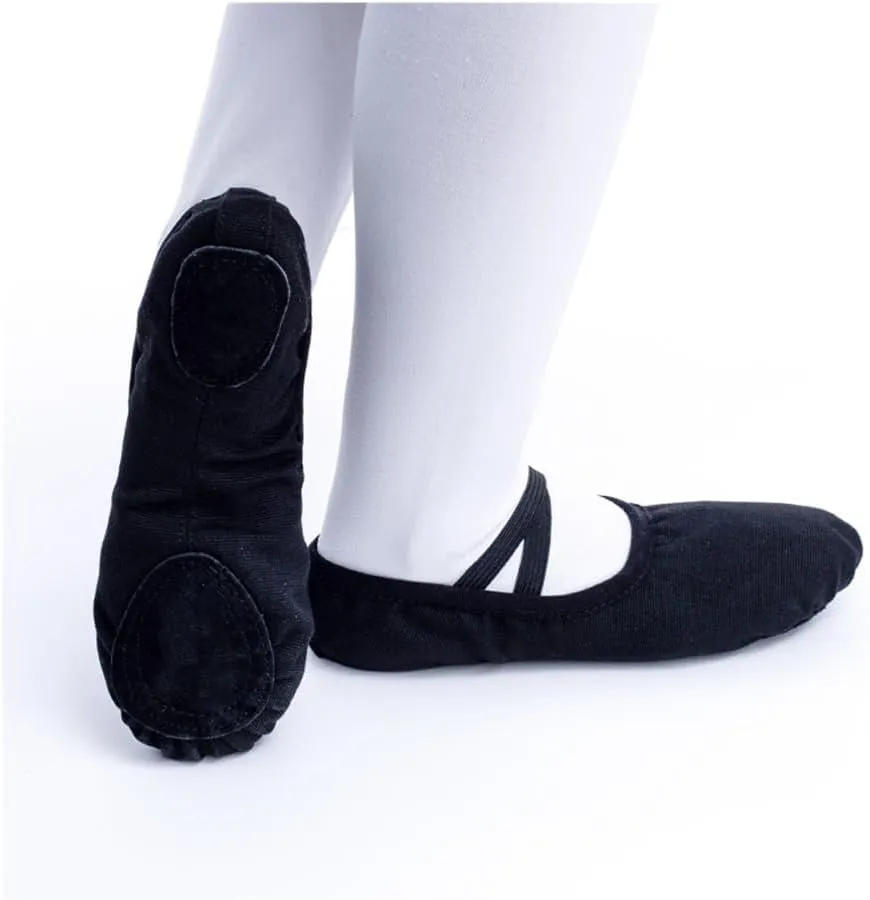 Girls Ballet Shoes Canvas Ballet Dance Slippers for Women Kids Children Classical Practice Split-Sole 5 Colors Adult Flat Dance(P-Fuse,32(19.5cm))