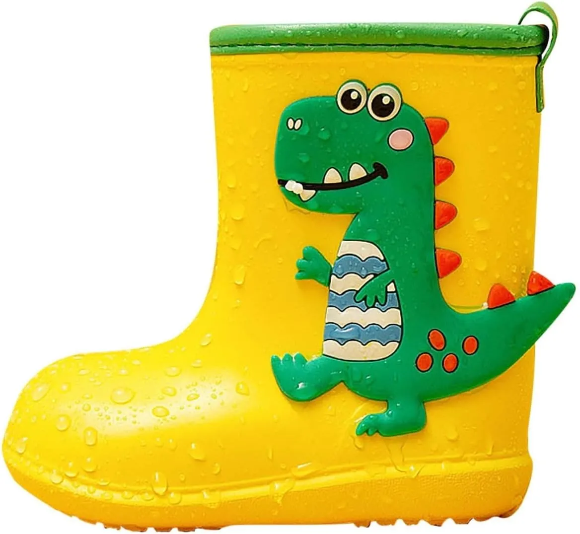 Girls Boy's Dinosaur Rain Boot Non Slip Toddler Kids Rain Boots Easy-on Lightweight Waterproof Water Shoes for Kids