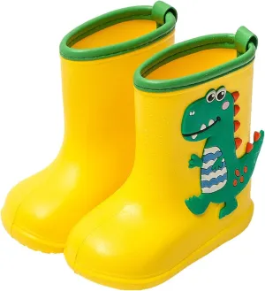 Girls Boy's Dinosaur Rain Boot Non Slip Toddler Kids Rain Boots Easy-on Lightweight Waterproof Water Shoes for Kids