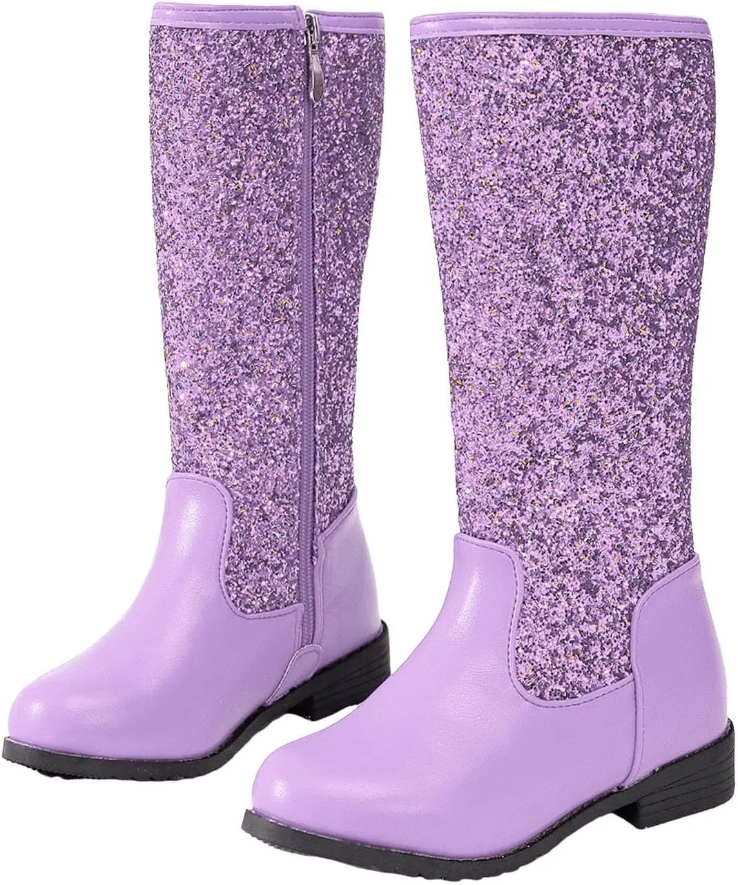 Girls Cowgirl Boots Mid Calf Square Toe Western Boot for Kids Sparkly Glitter Cowboy Boots Toddler Girls Riding Shoes