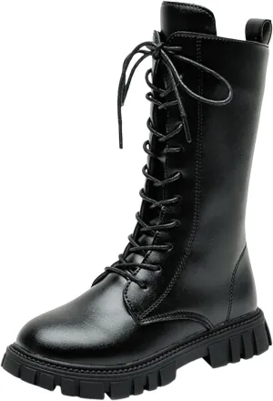 Girls High Boots Kids Low Heel Lace-up Winter Boots Fashion Riding Booties Waterproof Kids Snow Boots Girls Princess Boots