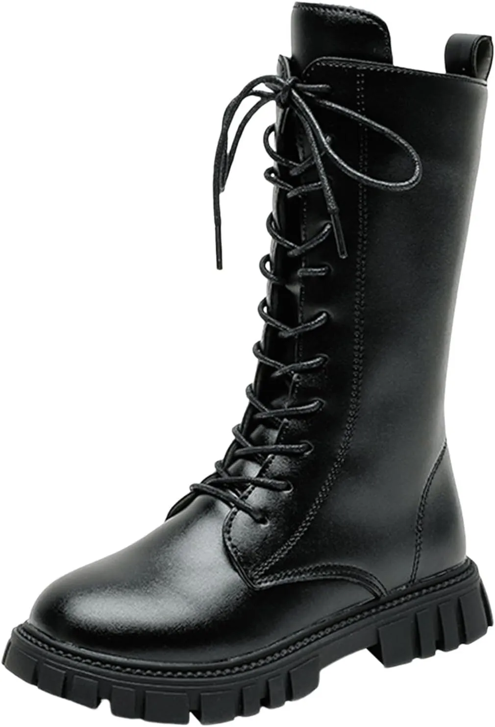 Girls High Boots Kids Low Heel Lace-up Winter Boots Fashion Riding Booties Waterproof Kids Snow Boots Girls Princess Boots
