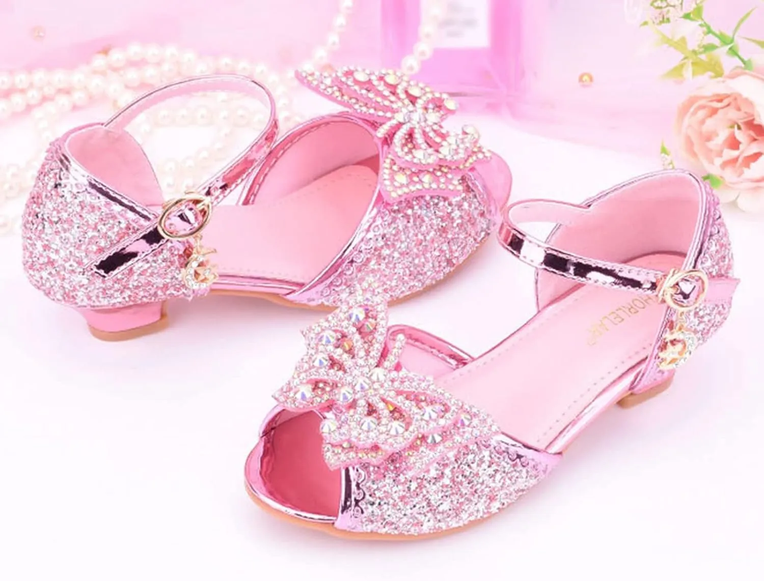 Girls High Heels Dress Flat Child Flower Glitter Princess Sandals For Party Wedding Open Toe Mary Jane Shoes?