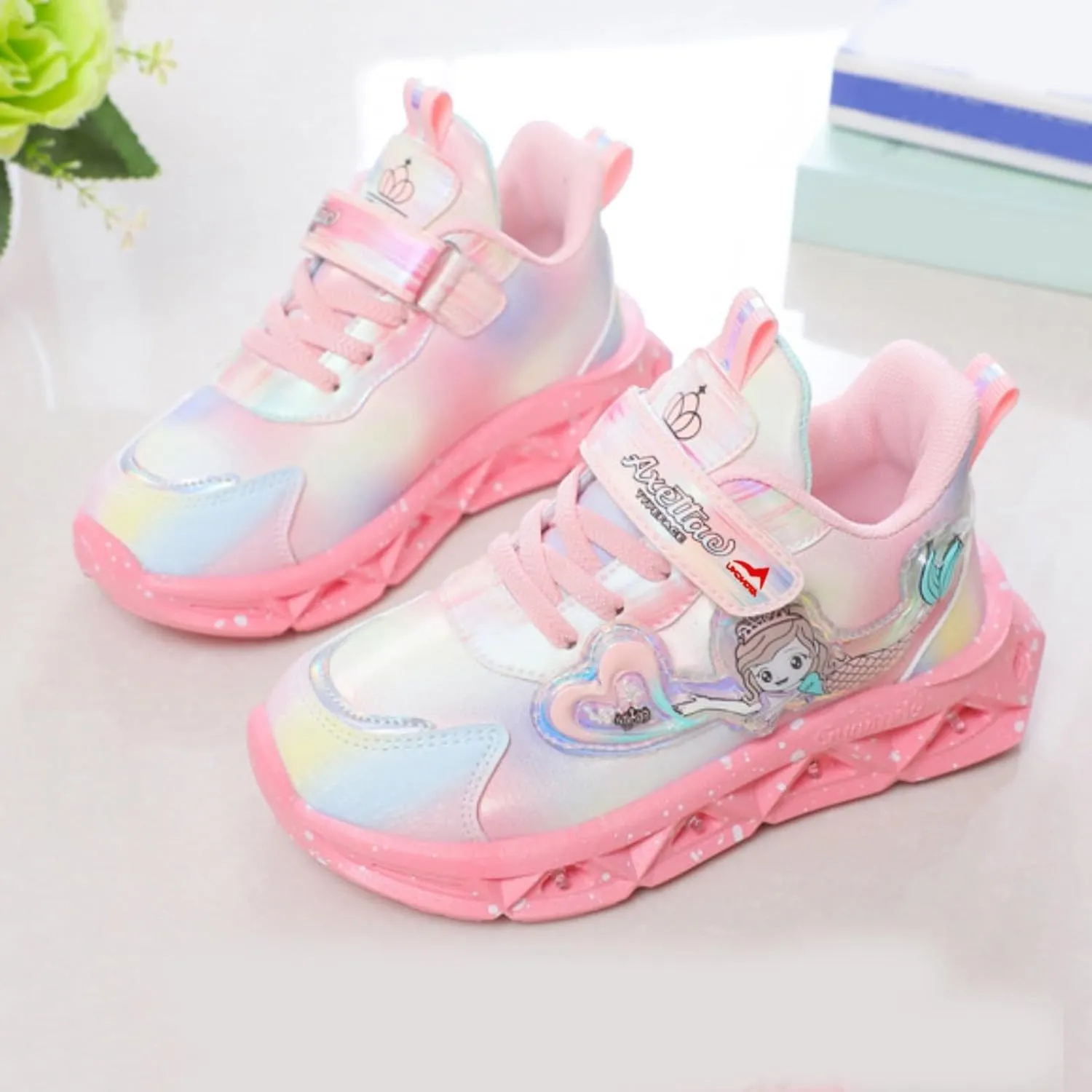 Girls Sneakers, Fashion Athletic Running Sports Sneakers, Kids Cute Princess Lace Up Walking Shoes