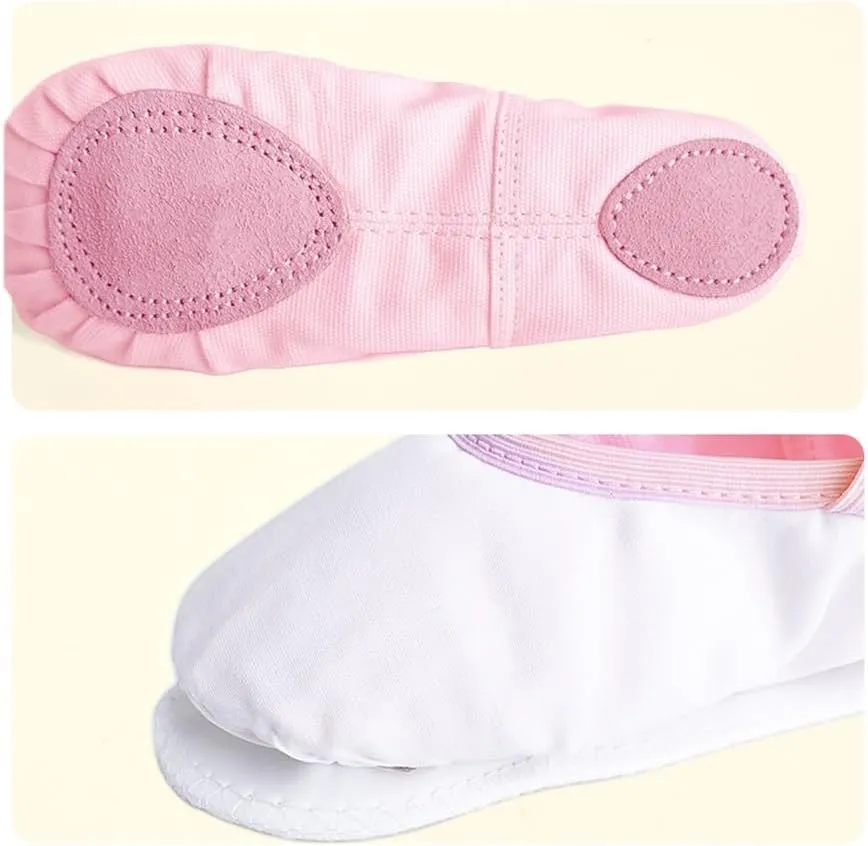 Girls Women Ballet Slippers Ballet Dance Shoes Adult Gymnastics Training Shoes Canvas Soft Sole Ballet Shoes(White,30)