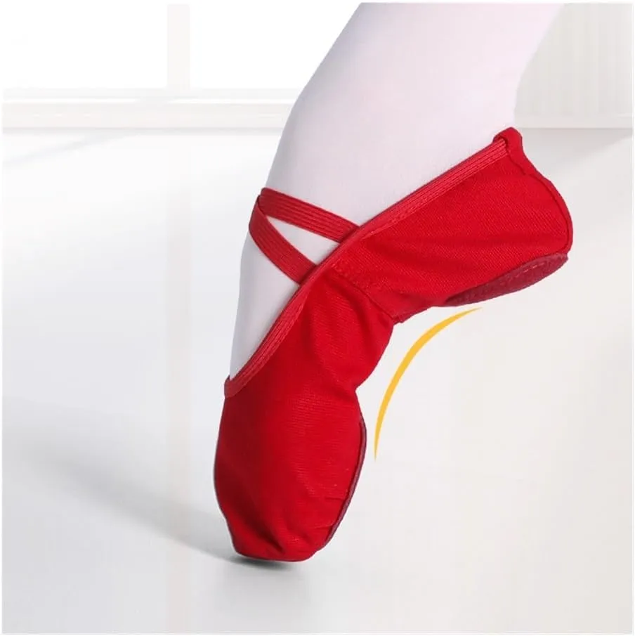 Girls Women Ballet Slippers Ballet Dance Shoes Adult Gymnastics Training Shoes Canvas Soft Sole Ballet Shoes(White,30)