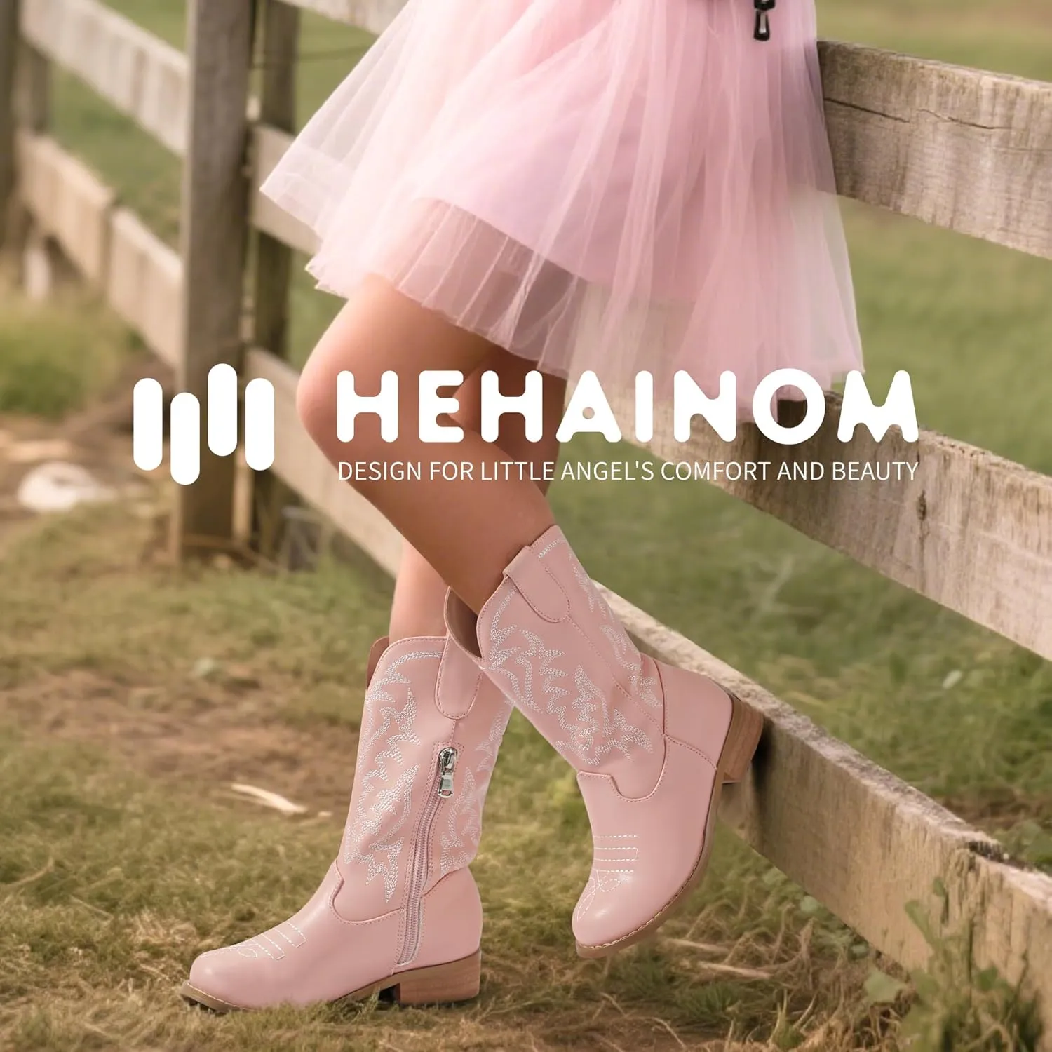 Hehainom Girls Cowgirl Boots for Little Big Kids Cowgirl Booties Toddler Western Riding Shoes Cowboy Boots for Kids