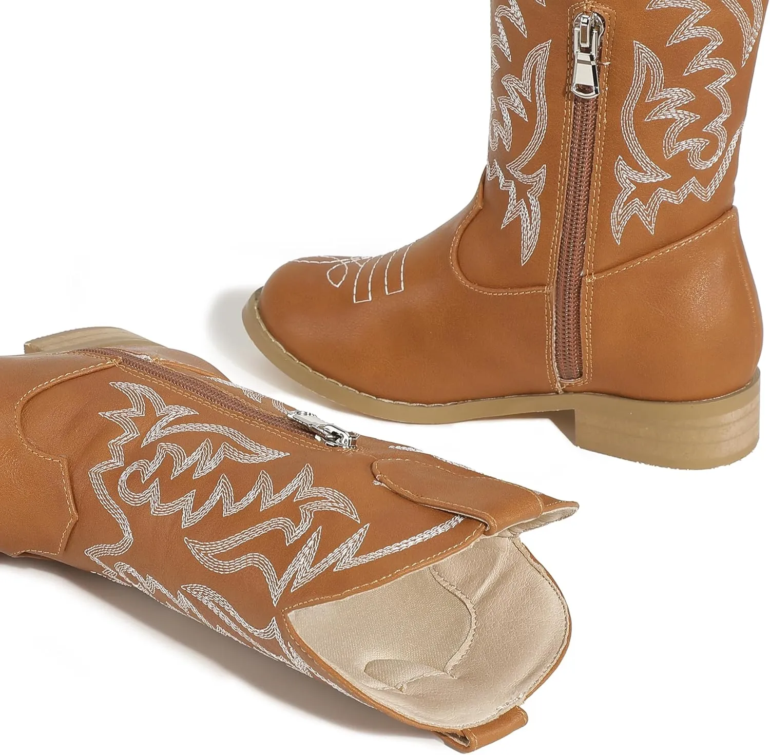 Hehainom Girls Cowgirl Boots for Little Big Kids Cowgirl Booties Toddler Western Riding Shoes Cowboy Boots for Kids