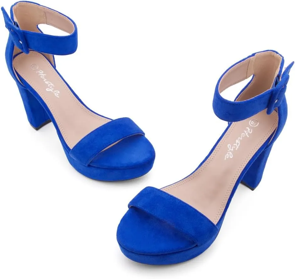 Herstyle Women??s Chunky Platform Heels ?C 4 Inch Block Heeled Sandals, Open Toe Dressy Strappy Heels with Ankle Strap for Wedding, Prom, Party & Graduation