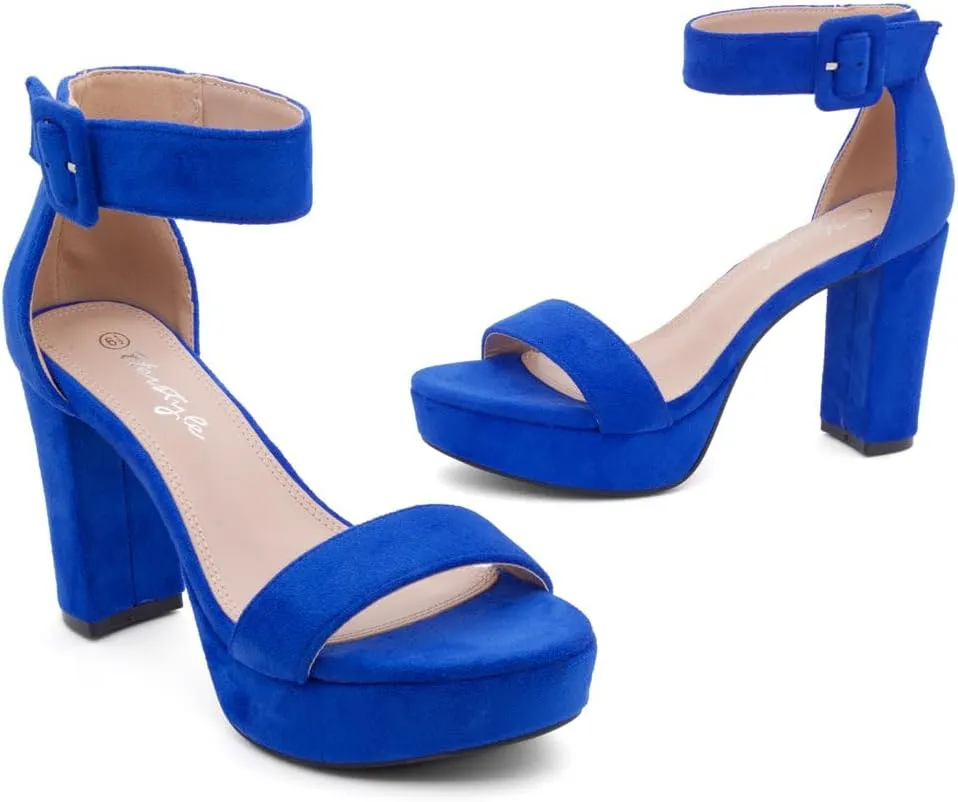 Herstyle Women??s Chunky Platform Heels ?C 4 Inch Block Heeled Sandals, Open Toe Dressy Strappy Heels with Ankle Strap for Wedding, Prom, Party & Graduation