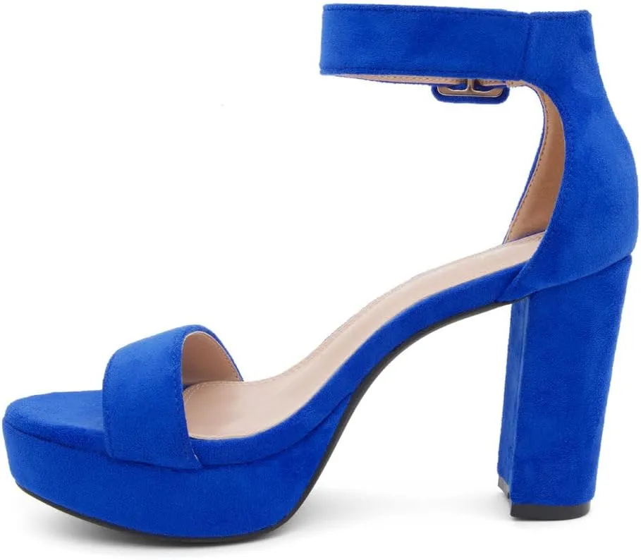 Herstyle Women??s Chunky Platform Heels ?C 4 Inch Block Heeled Sandals, Open Toe Dressy Strappy Heels with Ankle Strap for Wedding, Prom, Party & Graduation