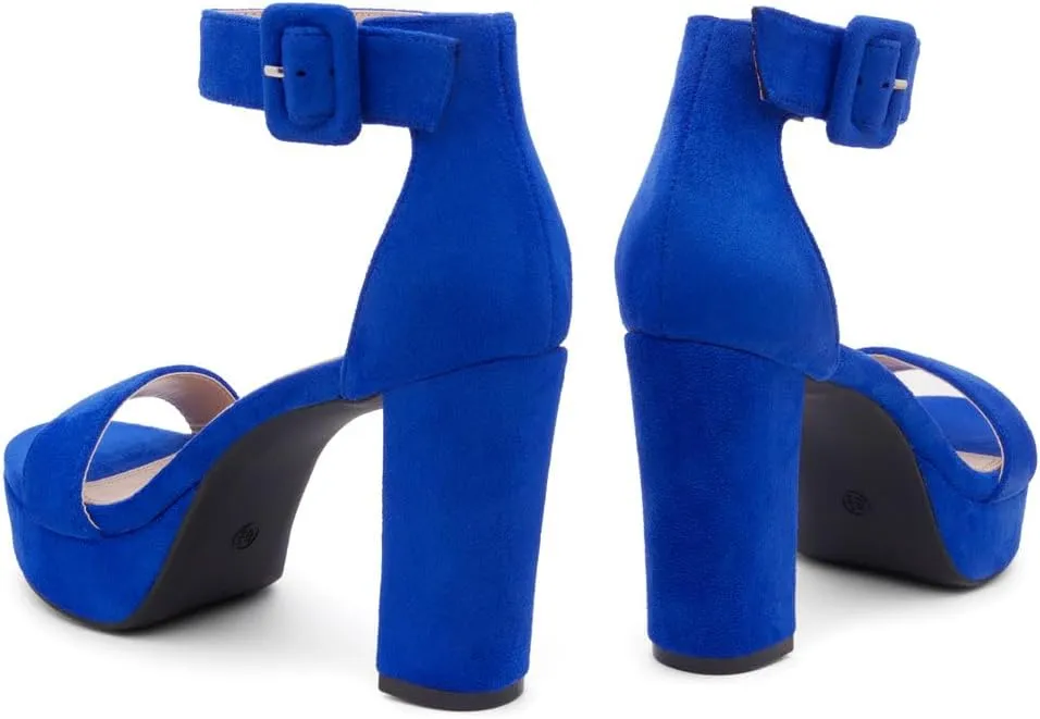 Herstyle Women??s Chunky Platform Heels ?C 4 Inch Block Heeled Sandals, Open Toe Dressy Strappy Heels with Ankle Strap for Wedding, Prom, Party & Graduation