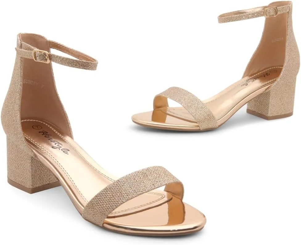 Herstyle Women??s Low Heels ?C Open Toe Chunky Block Heeled Sandals with Ankle Strap | Comfortable Dressy Short Heels for Prom, Wedding, Party & Office